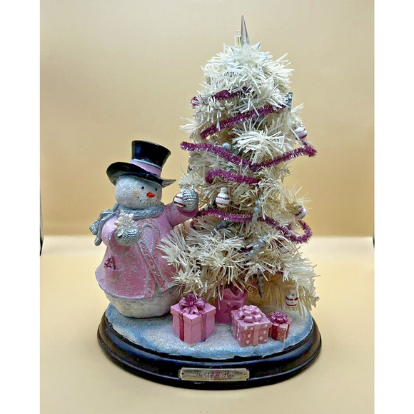 Bradford Exchange Pink Snowman w/ Tree Breast Cancer Awareness Gift of Hope R273 - Picture 1 of 6